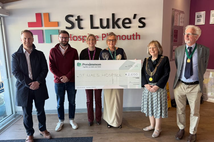 The cheque presentation to St Luke's Hospice from Persimmon Homes 2026.