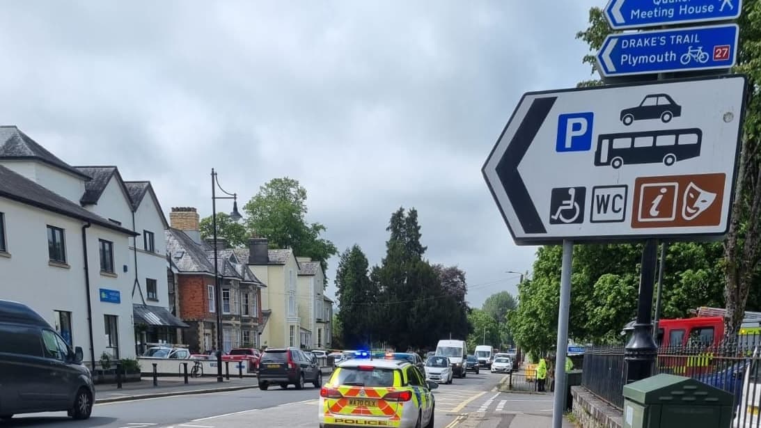 Traffic backed up on Plymouth Road after collision
