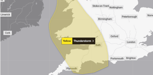 Met Office issues yellow thunderstorm warning for South West