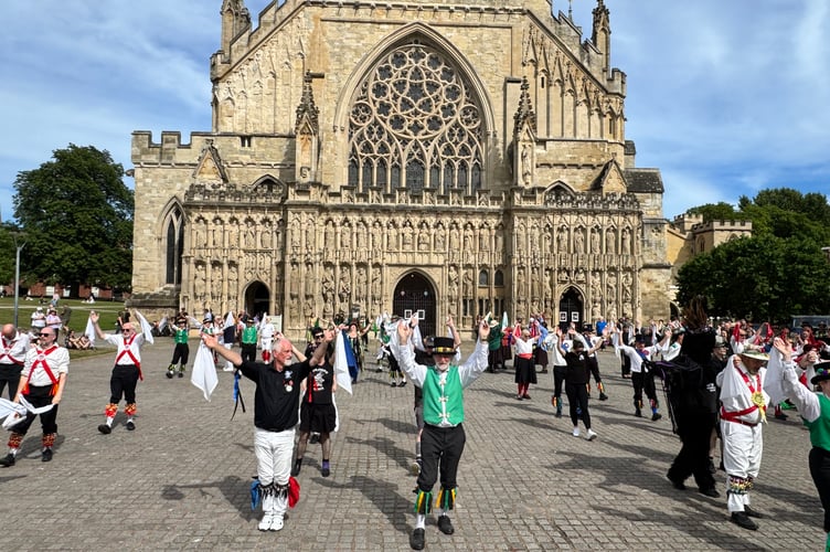 During the mass dance outside Exeter Cathedral.  AQ 2345
