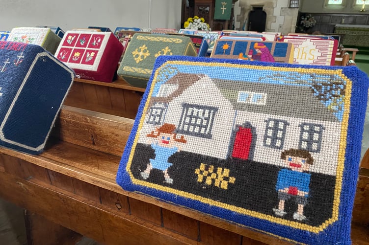 Bere Alston church kneelers.