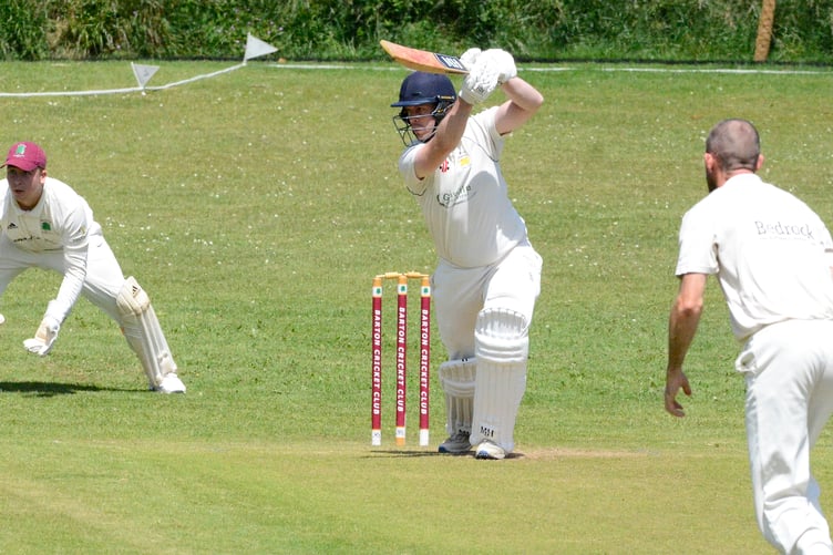 56_Yelverton captain David Ackford on his way to making an unbeaten 98 for his side in their win by the same margin at Barton_David_Ackford_0798
