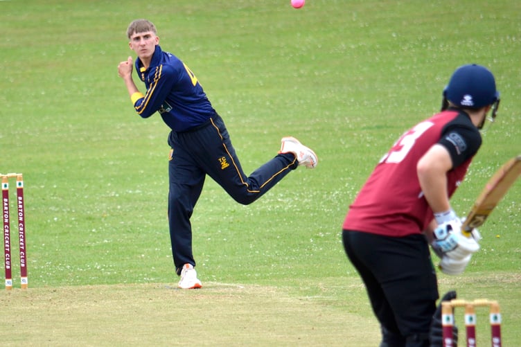 Tavistock spinner Tom Clarke, whose bowling the defeat by Sandford earned a pat on the back from skipper Sean Cleave