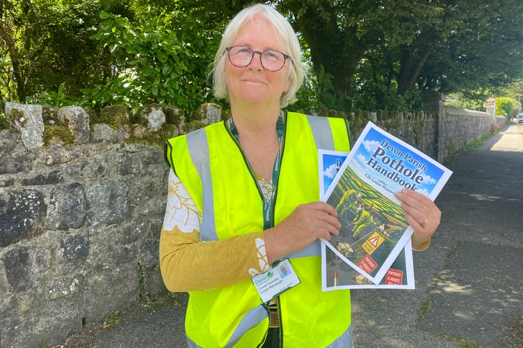 Residents are urged to join a West Devon citizen pothole army by Devon county Cllr Louise Wainwright, pictured left in pothole scarred Princetown.