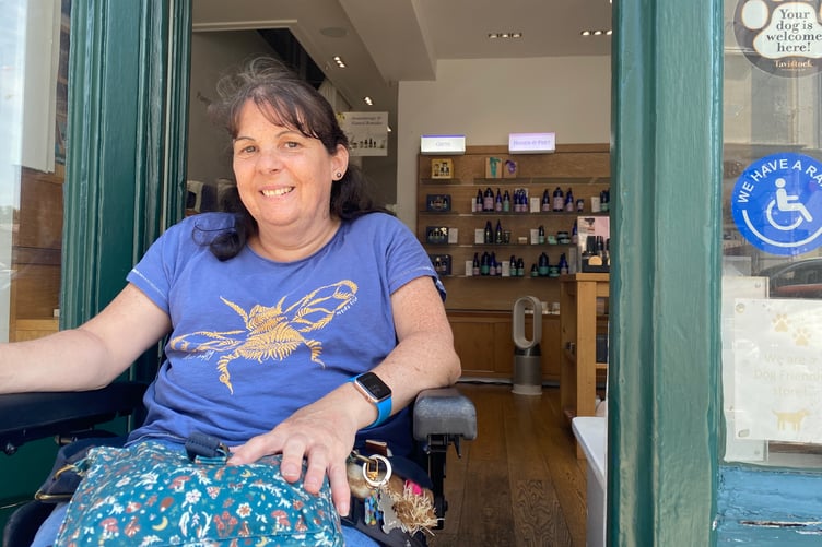 Tina Willcocks, of Tavistock, has launched a successful sticker campaign to highlight shops with mobility access.