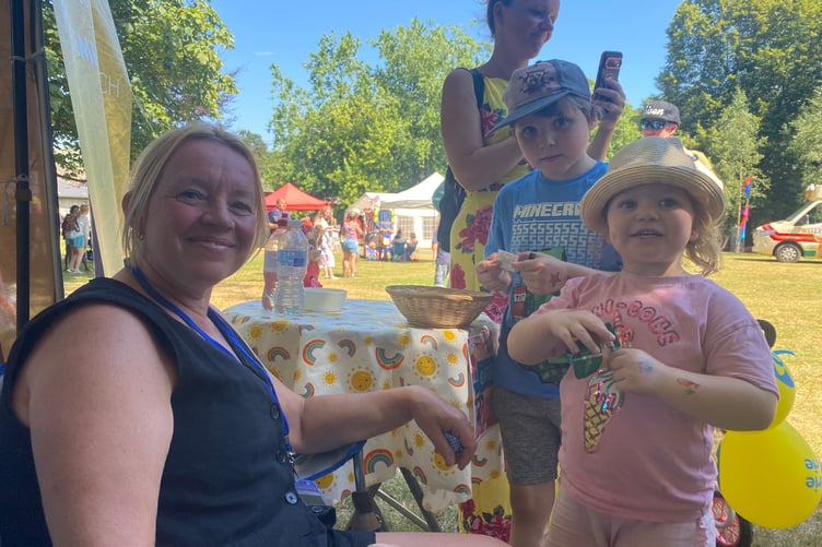 Playing in the sun with the Redeemer Church at Tavistock Lions family fun day in the Meadows park.