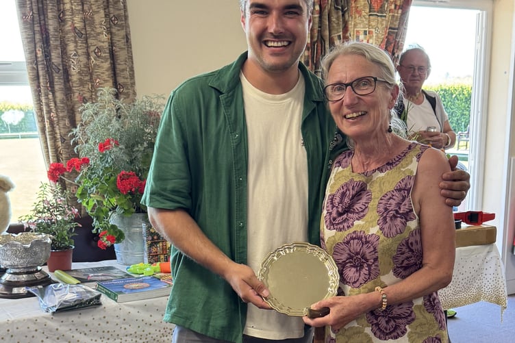 Jackie Calloway wins a prize for her entry at Bere Alston Flower & Produce Show.