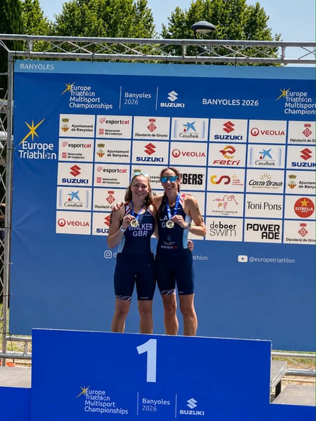 Sam Lake and Charlotte Walker triumph at the European Triathlon Multi-sport Championship.