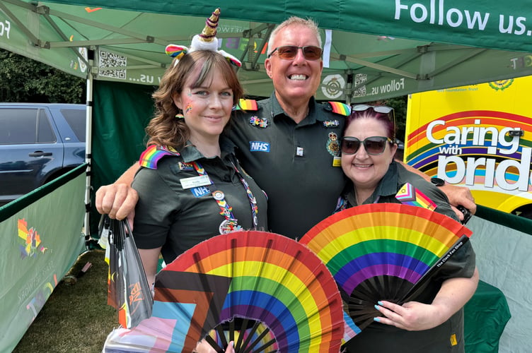 South Western Ambulance Service staff dressed to impress at Okehampton Pride. AQ 5756