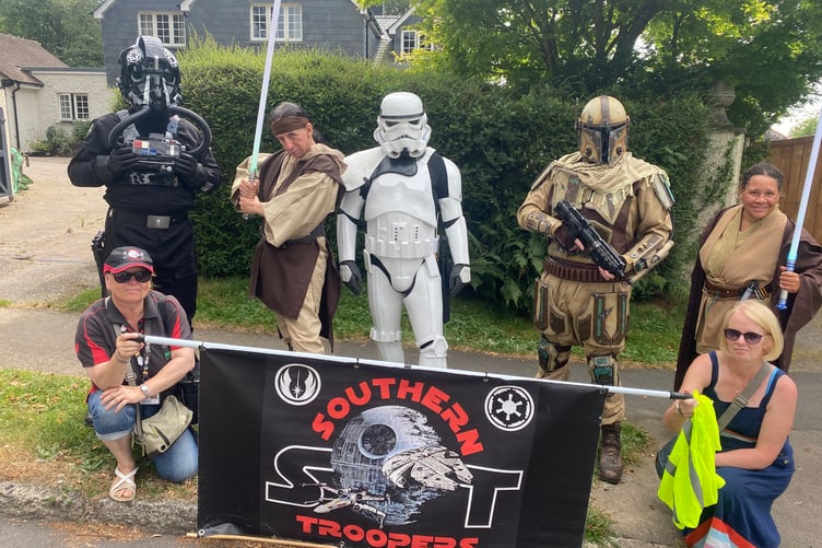 Southern Troopers Star Wars themed group at Tavistock Carnival Parade raising money for Children's Hospice SW.