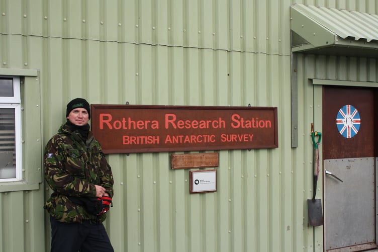 Marc Andrew while he was stationed in Antarctica before he was diagnosed with a brain tumour.