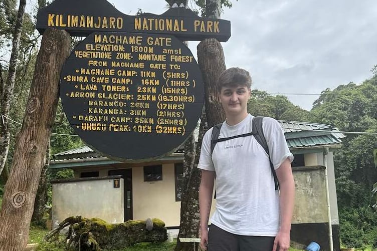 Darren Warkcup at the start of his sponsored Mt Kilimanjaro climb in aid of the Down's Syndrome Association charity.