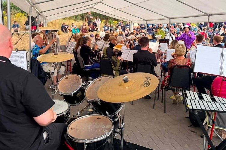 A Bandamonium concert in Hatherleigh Market.