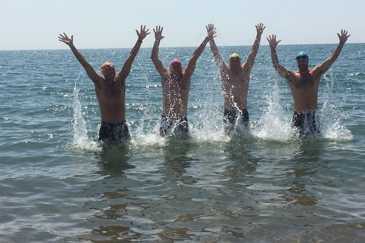 Swimmers left to right Nik, Olly White, Ross and Adam.