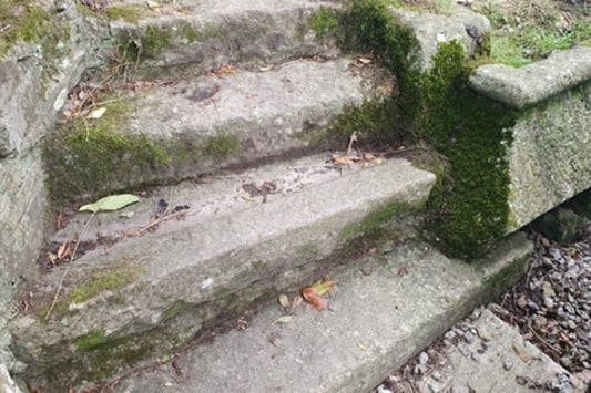 Stonework from the former Benedictine Tavistock Abbey adorns a garden at a private house in Mary Tavy.