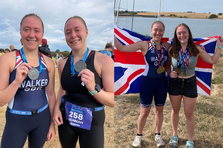 Charlotte and Hannah Walker at Aquathlon Championships