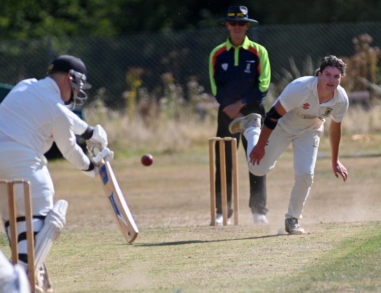 Devon Cricket League E Division West. Kenn versus Lewdown. Lewdown bowler Keith Maynard