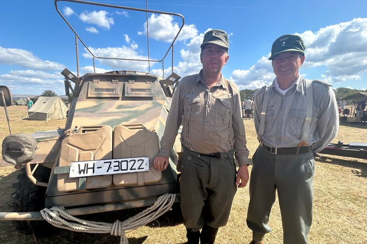 James Pinder, of Launceston, and Martin Elford, are German World War Two re-enactors, at RAF Harrowbeer 2026.