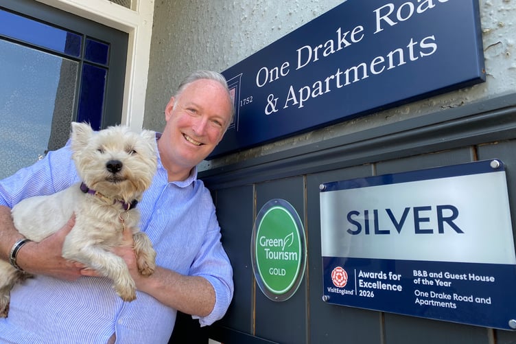 Two Tavistock B&B owners have added to their role of honour with the latest award (pictured centre left) recognising the environmentally friendly way they run One Drake Road & Apartments.
