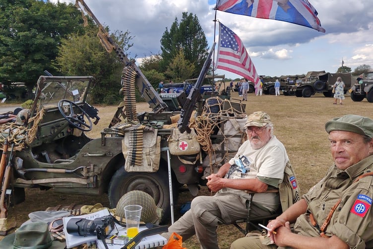 Showing off vintage Jeeps and US Allied co-operation at the RAF Harrowbeer 1940s Weekend.
