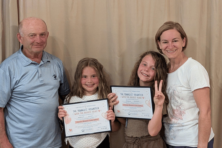 Leaders of the Lipova orphanage Moses and Nuti Pop with Bella Jackson (middle left) and Bella Willcocks (middle right).