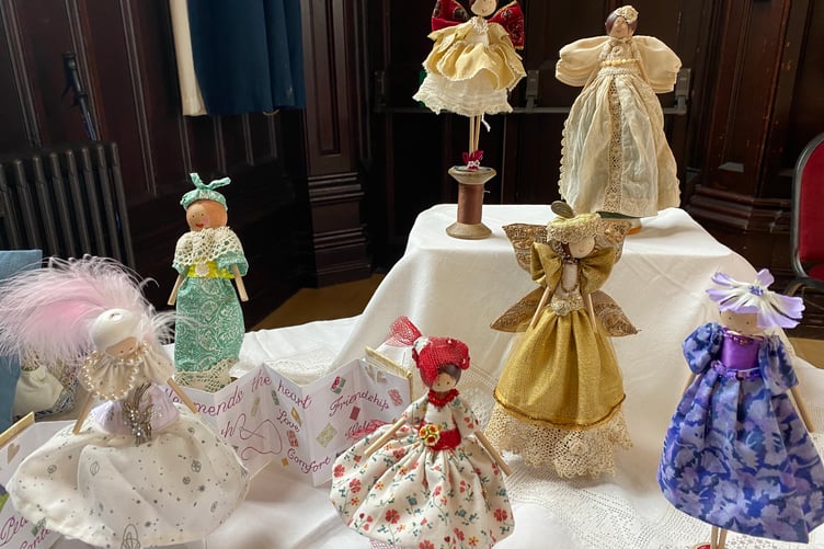 A collection of handmade fairy figures at the Goosey Quilters' fortieth anniversary exhibition in Tavistock Town Hall.