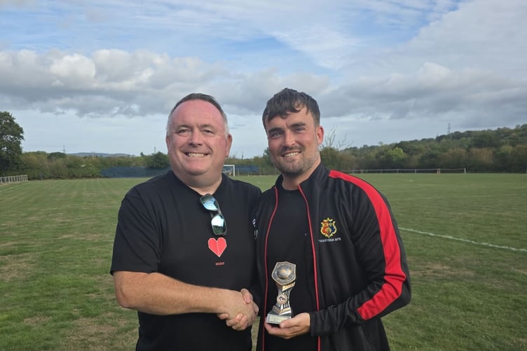 Tavistock 2s man of the match Ricky Harris with club VC