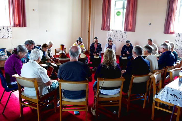 An African drumming workshop brought rhythm to a popular Princetown community music festival.