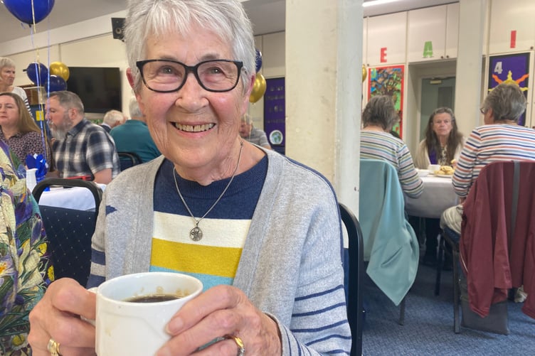 Jenny Ashfold, one of the founders of Plymouth & West Devon Talking Newspaper, celebrating fifty years serving visually impaired listeners in Tavistock.