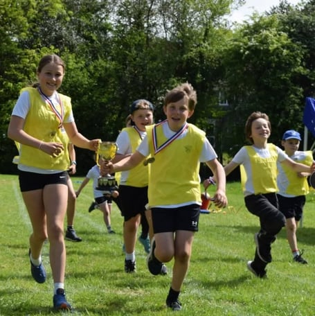 Sports day at St Andrew's School, Buckland Monachorum. The school has been awarded a national sports award.