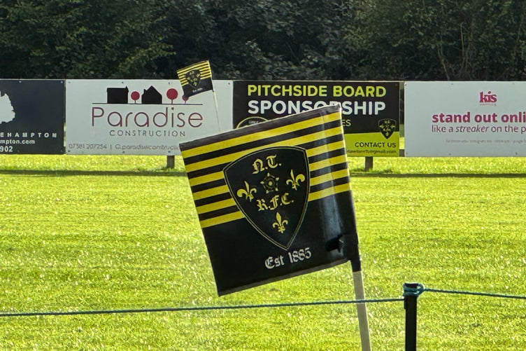North Tawton RFC pitchside flag. AQ 0687