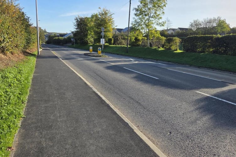The new footpath alongside Crediton Road in Okehampton.