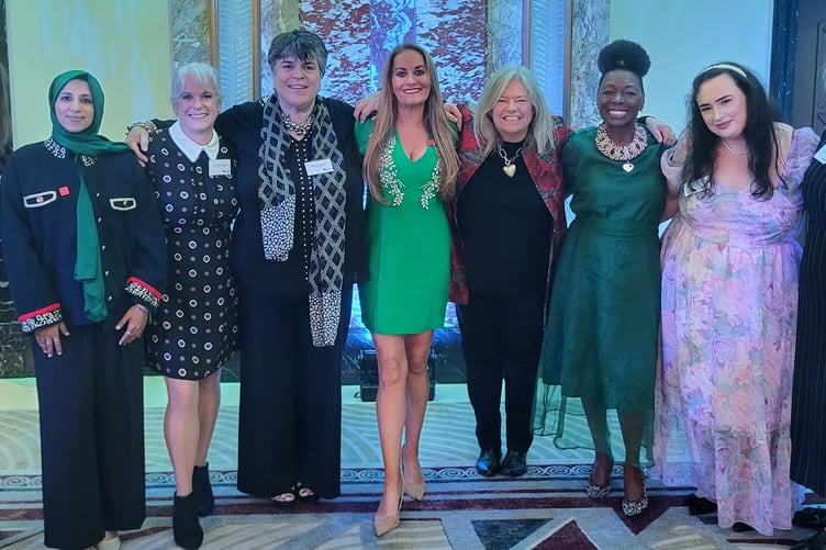 Award winner Heather Slyly, volunteer with Dartmoor Search & Rescue Team Tavistock, at the 2026 Woman of the Year Awards in Manchester. Baroness Floella Benjamin is third from right.