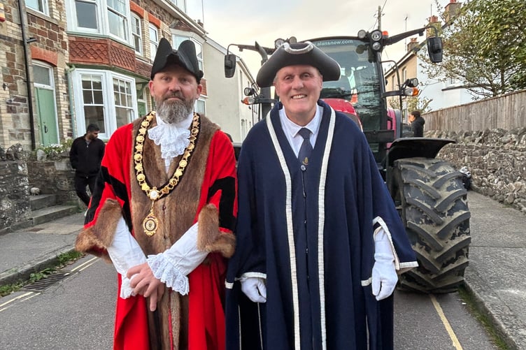 Okehampton town mayor Richard Colman and mace bearer David Piper took part.