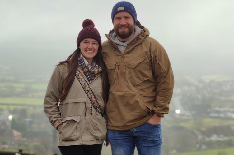 Jessica Kirby and business partner and fiance Charlie Biddle business award finalist and founder of Biddle & Byre clothing, Lamerton.