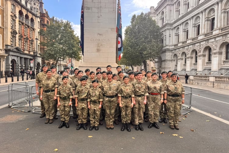 The Okehampton cadets at the Cenotaph, a moving moment.
