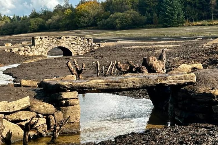 Dartmoor's reservoirs are so low on water resources that ancient structures have been revealed