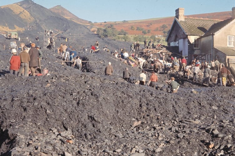 The aftermath of the disaster, searching for survivors.