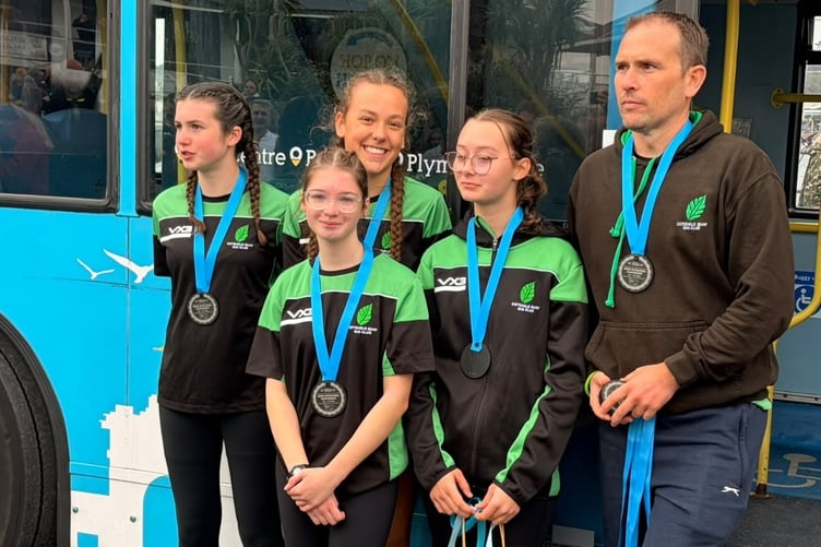 Cothele Quay Gig Rowing Club girl's U-16's at the Junior International Championships in Plymouth. The squad included: Gracie, Layla, Daisy, Amelie, Esme and Sasha.