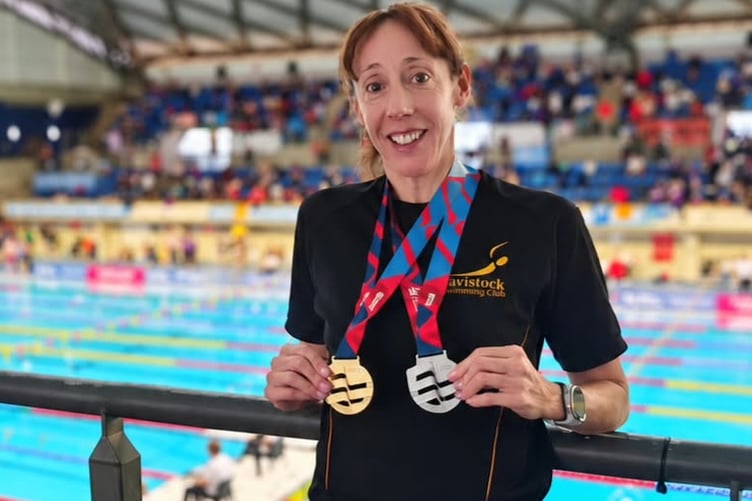 Golden girl Sam Lake makes a winning splash at masters championships for Tavistock Swimming Club.