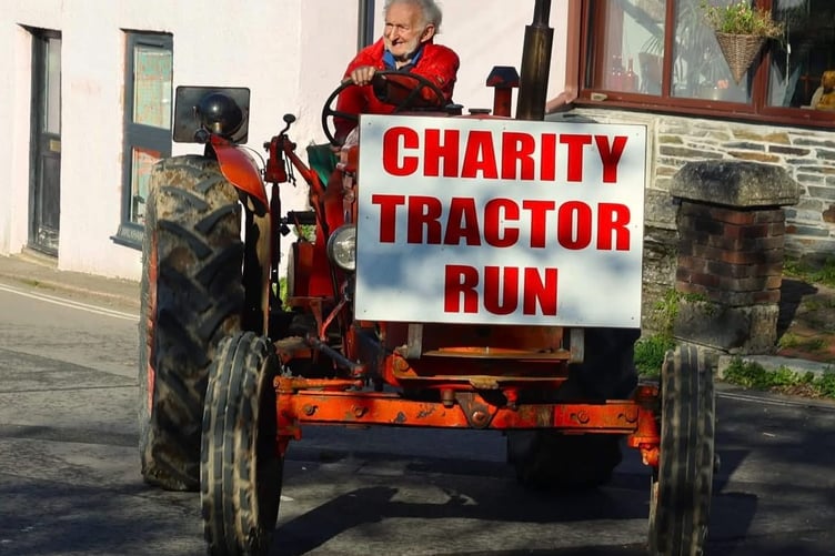 Farmer Fran Mudge leads a charity tractor run round villages in the Tavistock area in tribute to his late nephew Phil Cann. Picture by Sam Hussey.