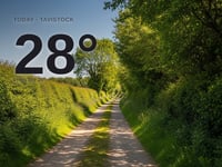 Tavistock: sunny day, high of 28°C
