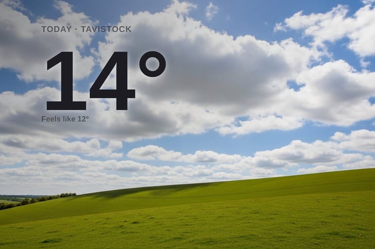 Tavistock weather: partly cloudy Thursday with little chance of rain and a high of 14°C